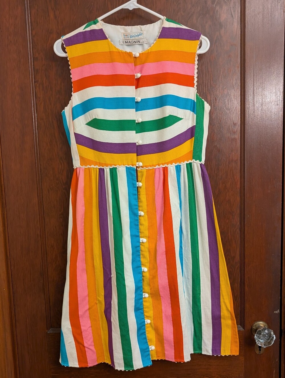 RARE ONE OF A KIND! Vintage 1960s Bob Cunningham California Rainbow Dress